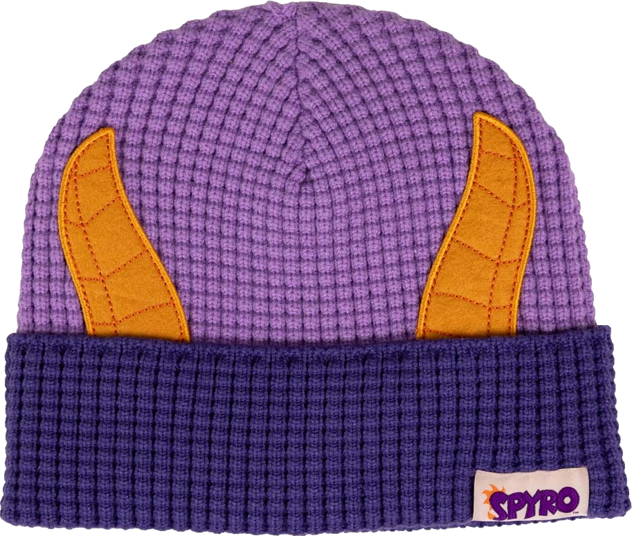 Spyro the Dragon Waffle Knit Beanie Purple & Blue Front